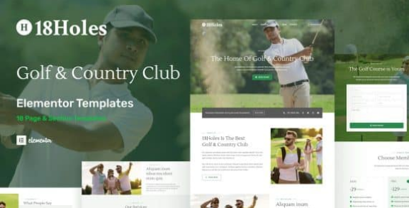 18Holes – Golf & Country Club Website Elementor Template Kit