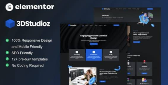 3dstudioz – 3D Design & Animation Studio Elementor Template Kit