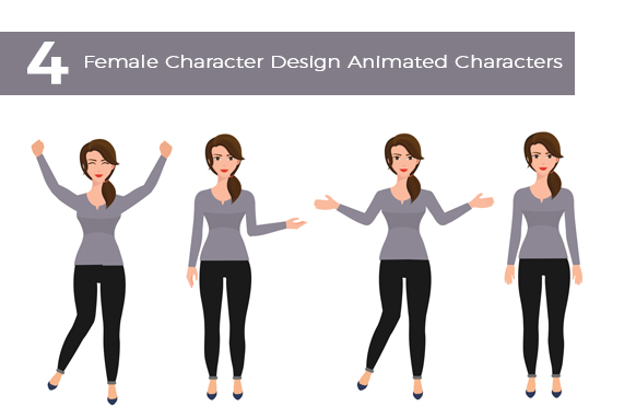 4 Female Character Design Animated Characters