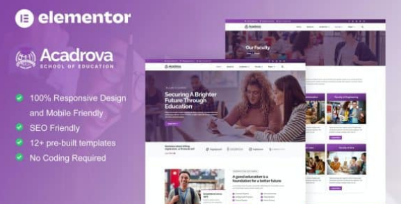 Acadrova – University & School Education Elementor Pro Template Kit