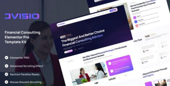 Advisio – Financial Consulting Elementor Pro Template Kit