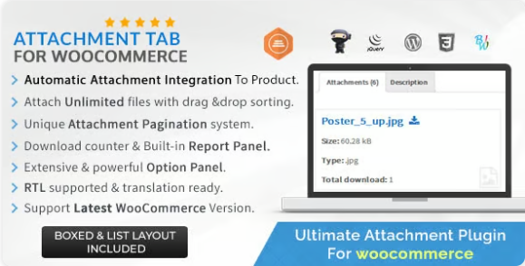 Attachment Tab For Woocommerce