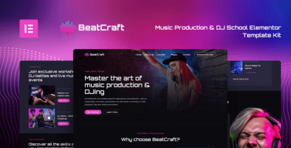 Beatcraft – Music Production & DJ School Elementor Template Kit