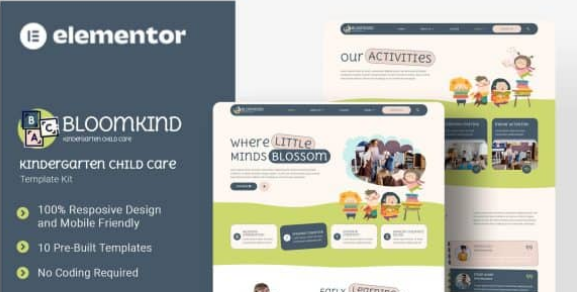 Bloomkind – Kindergarten Child Care Elementor Template Kit