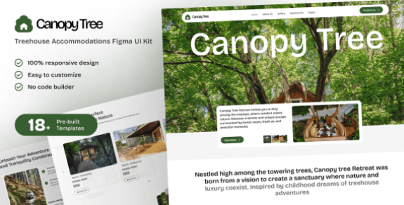 CanopyTree – Elementor Template Kit Treehouse Accommodations