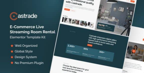 Castrade – Live Streaming Room Rental Elementor Template Kit