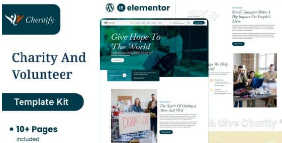 Charitify – Nonprofit Charity & Donation Elementor Template Kit