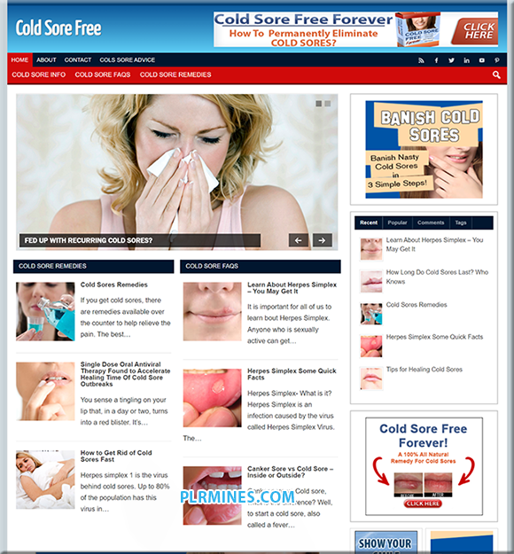 Cold Sores Niche PLR Website