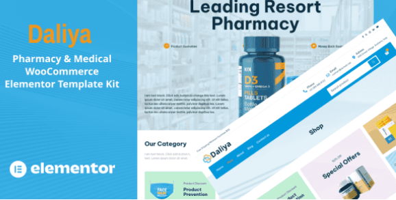 Daliya – Pharmacy & Medical Store WooCommerce Elementor Pro Template Kit