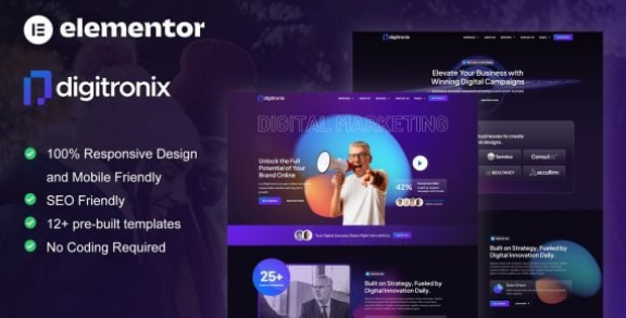 Digitronix – Dark Digital Agency Elementor Pro Template Kit