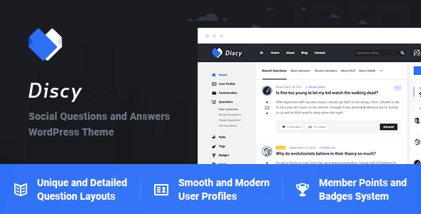 Discy Social Questions and Answers Theme