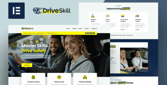 DriveSkill – Driving School Elementor Template Kit