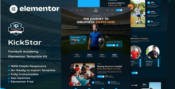 Kickstar – Football Academy Elementor Template Kit