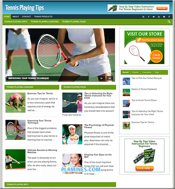 Tennis Playing Tips Blog with PLR