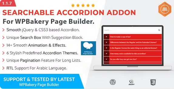 Ultimate Searchable Accordion WPBakery Addon