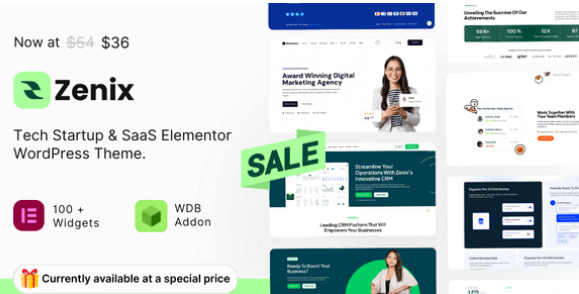 Zenix Tech Startup & SaaS Elementor WordPress Theme