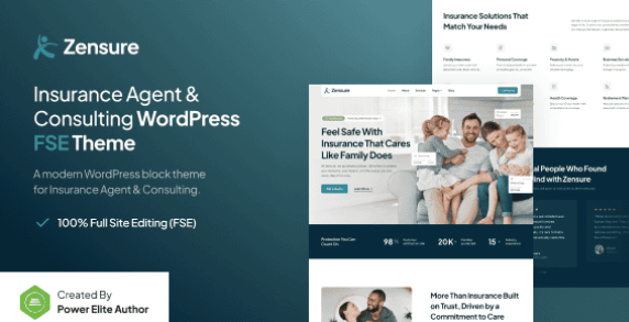 Zensure - Insurance Agent Gutenverse FSE WP Theme